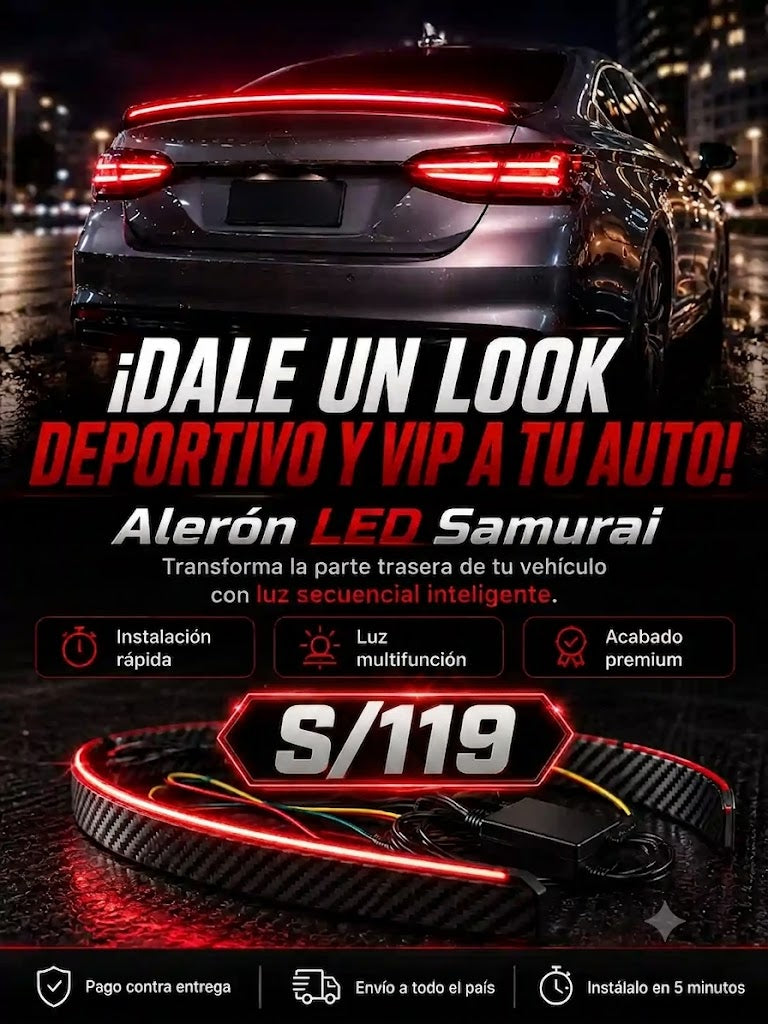 Aleron Led estilo Fibra de Carbono