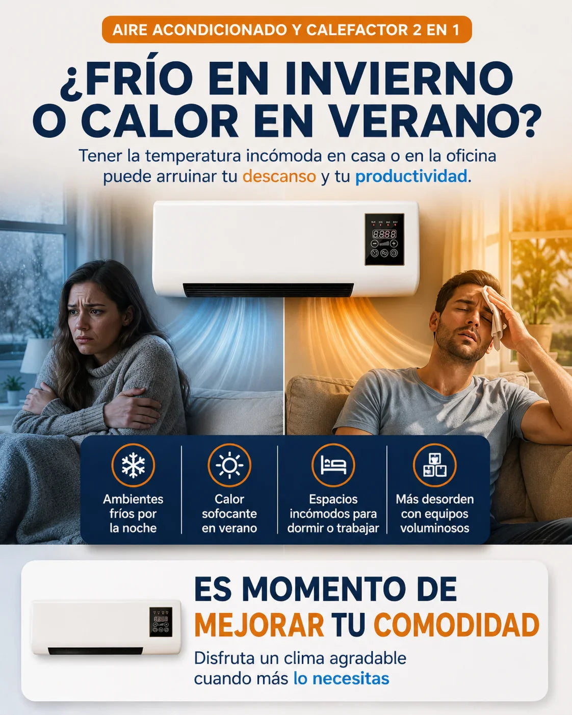 Aire Acondicionado 2 en 1 - Enfria y Calienta