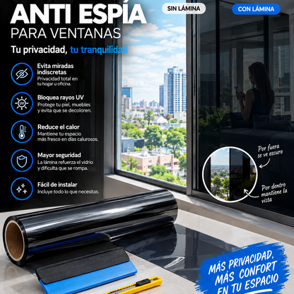 Lamina Anti espía para ventanas - Privacidad total
